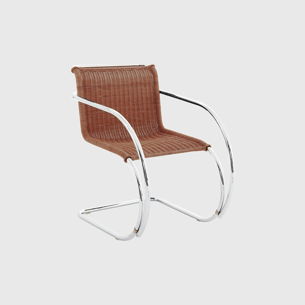 MR Chair with Arms, Rattan, Chrome