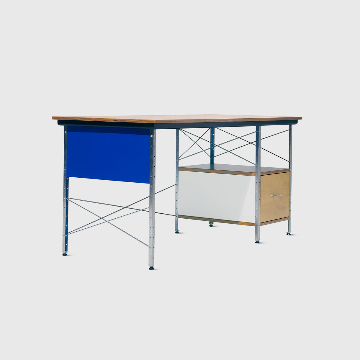 Eames Desk, Multi & Zinc Frame, RH Drawer