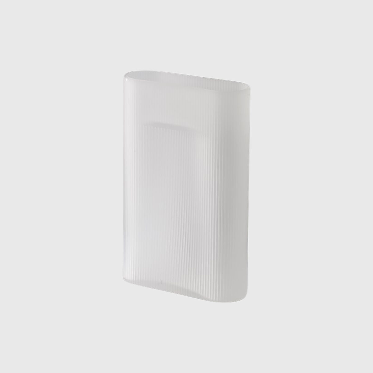Ridge Vase, Frosted Glass, White, Small