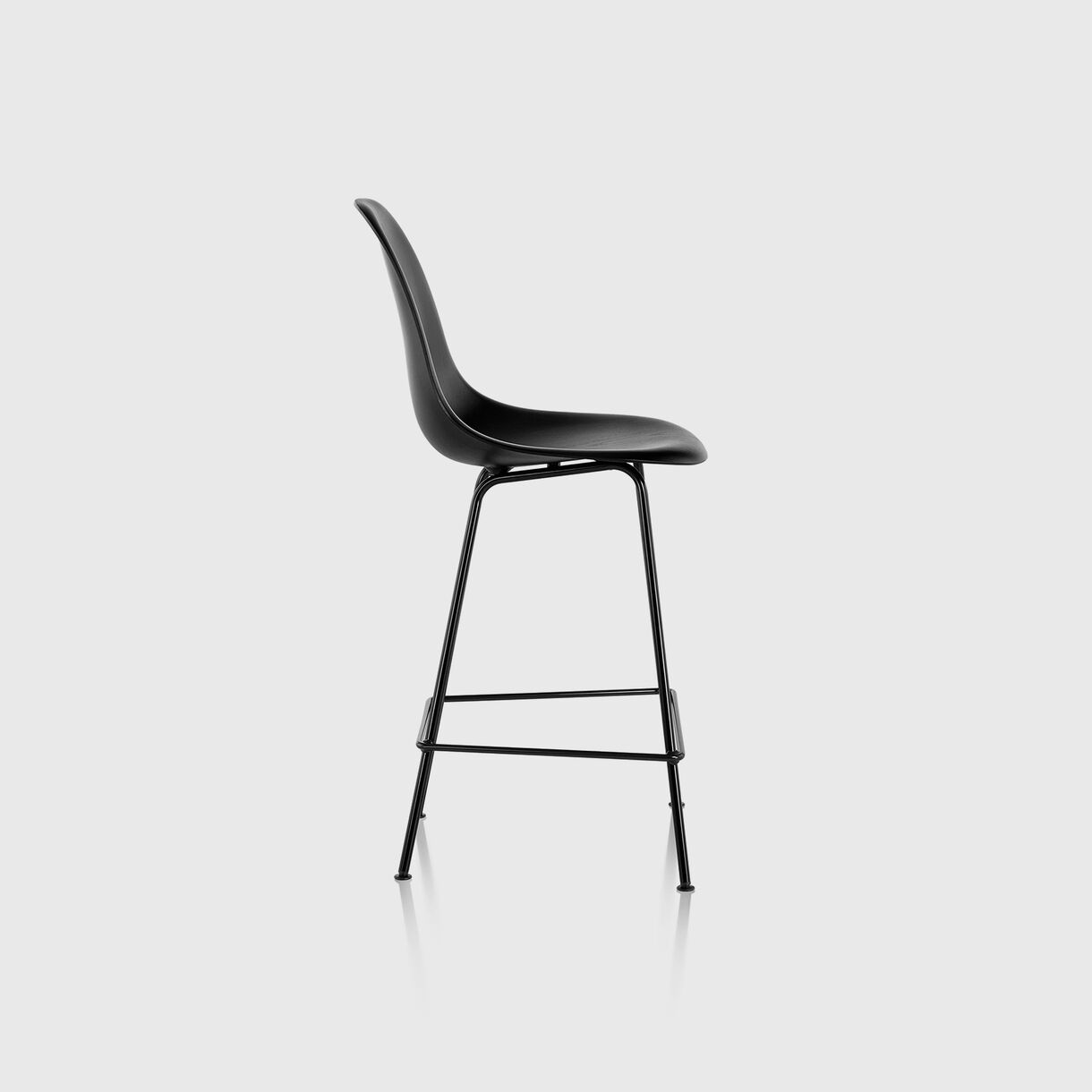 Eames Moulded Wood Counter Stool, Ebony & Black