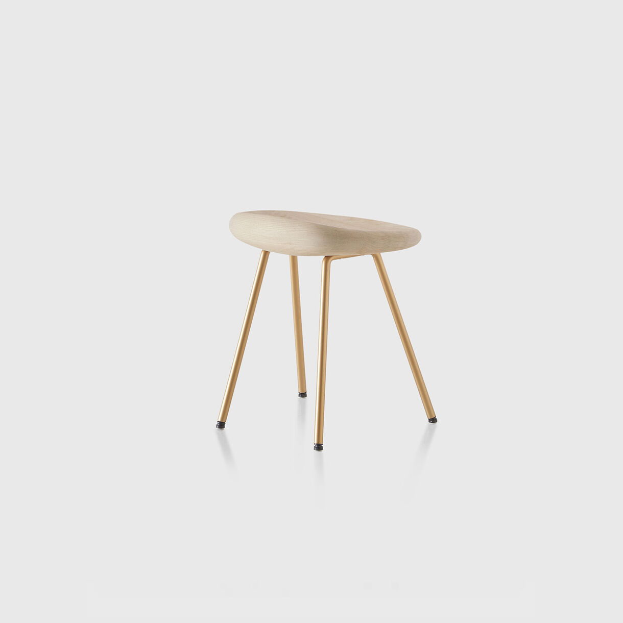Pebble Stool, White Oak & Brass Base