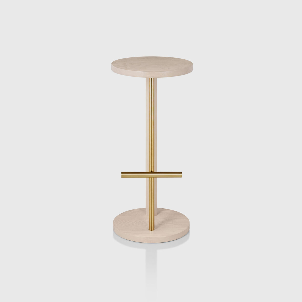 Spot Stool, Bar Height, White Ash & Brass