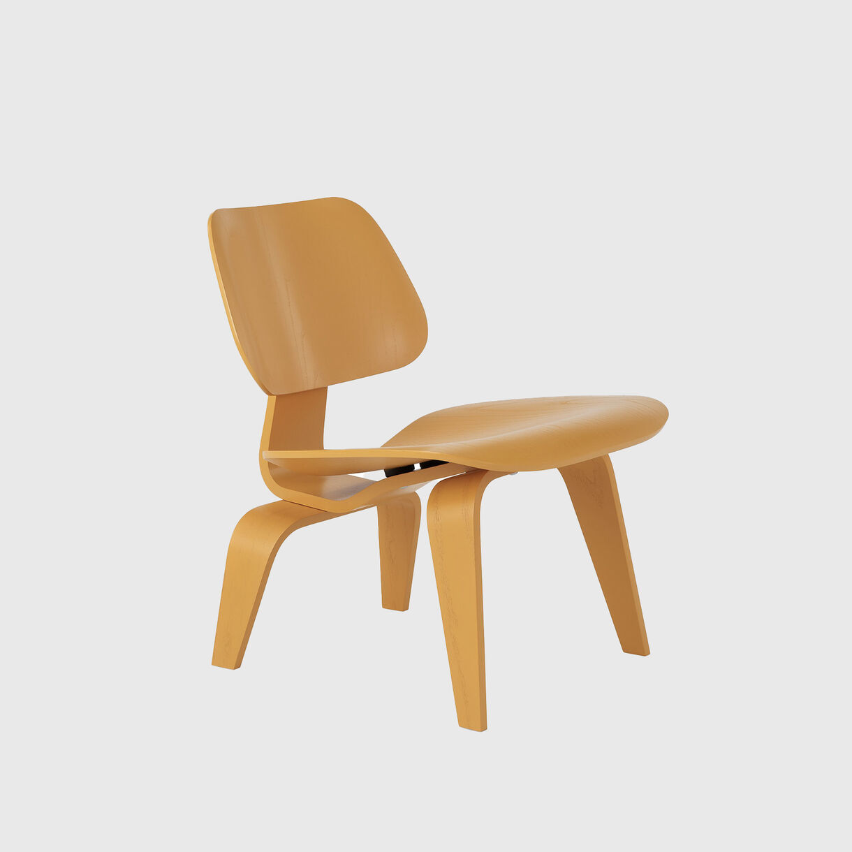 Eames Moulded Plywood Lounge Chair, Wood Base, Deep Yellow
