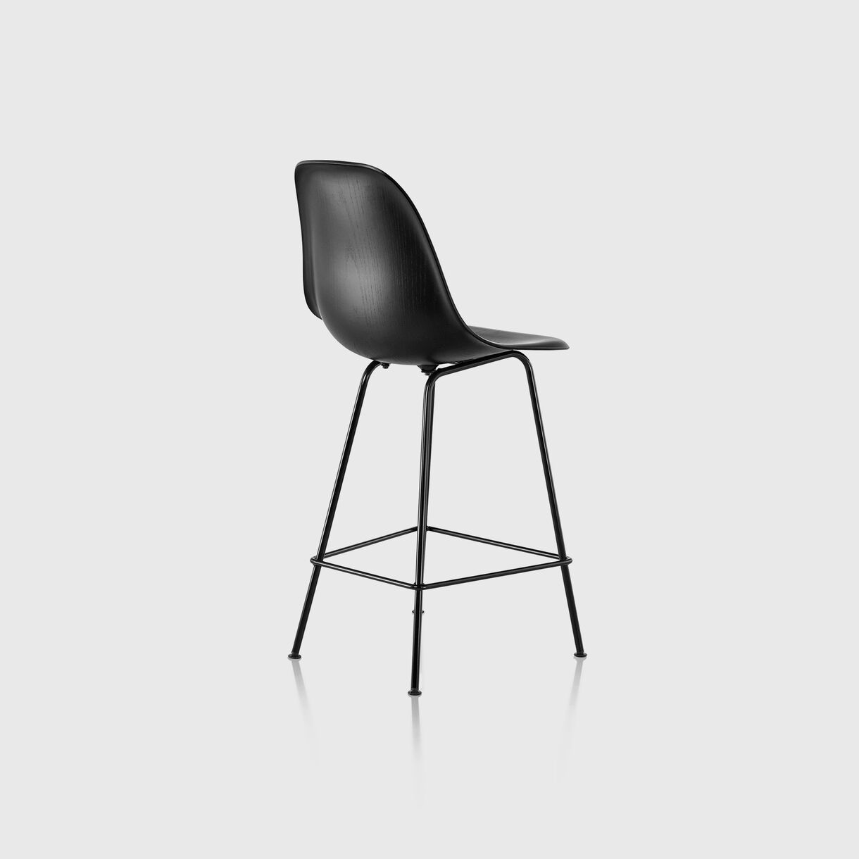 Eames Moulded Wood Counter Stool, Ebony & Black